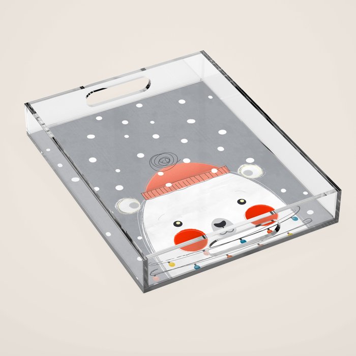 Christmas Polar Bear Acrylic Tray Gallery Image 1