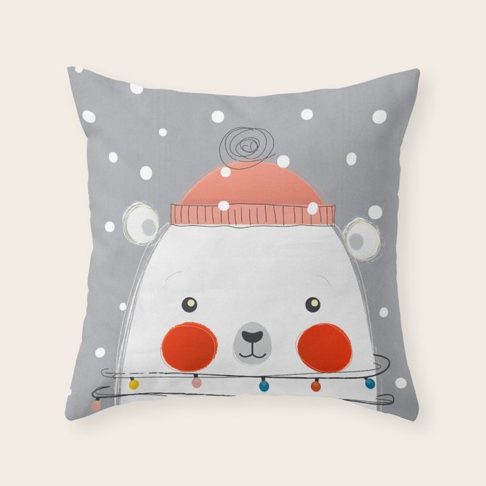 Christmas Polar Bear Throw Pillow Gallery Image 6