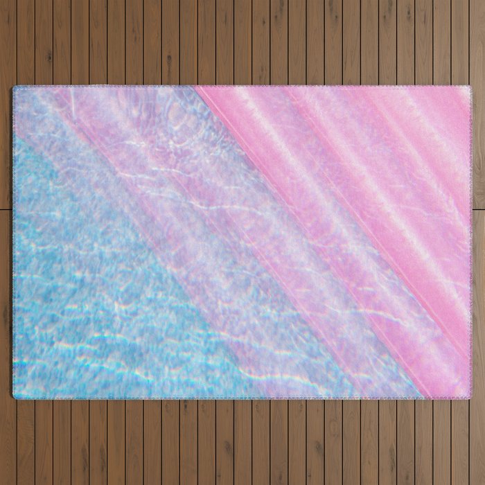 Soft Summer Light 1 - Pastel Pool Water Abstract Outdoor Rug Gallery Image 3