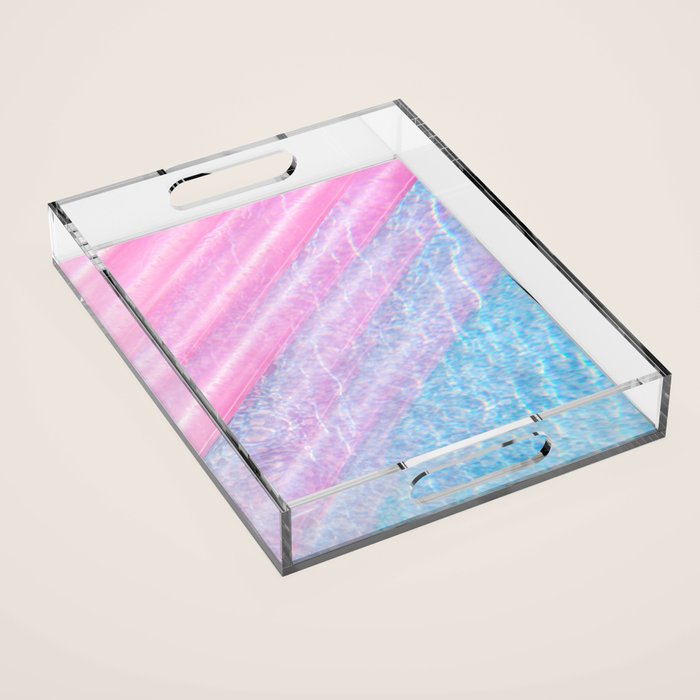 Soft Summer Light 1 - Pastel Pool Water Abstract Acrylic Tray Gallery Image 1