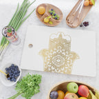 golden hamsa fatma hand and mandala on classic blue Cutting Board Gallery Image 2