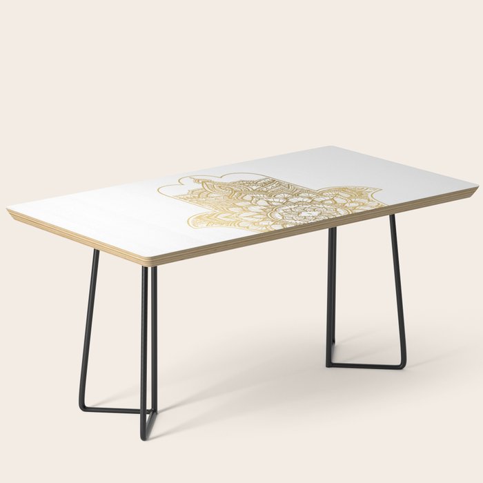 golden hamsa fatma hand and mandala on classic blue Coffee Table Gallery Image 1