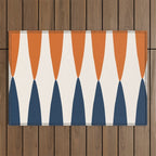 Abstract Shapes 106 Pattern in vintage Orange and Navy Blue  Outdoor Rug Gallery Image 1