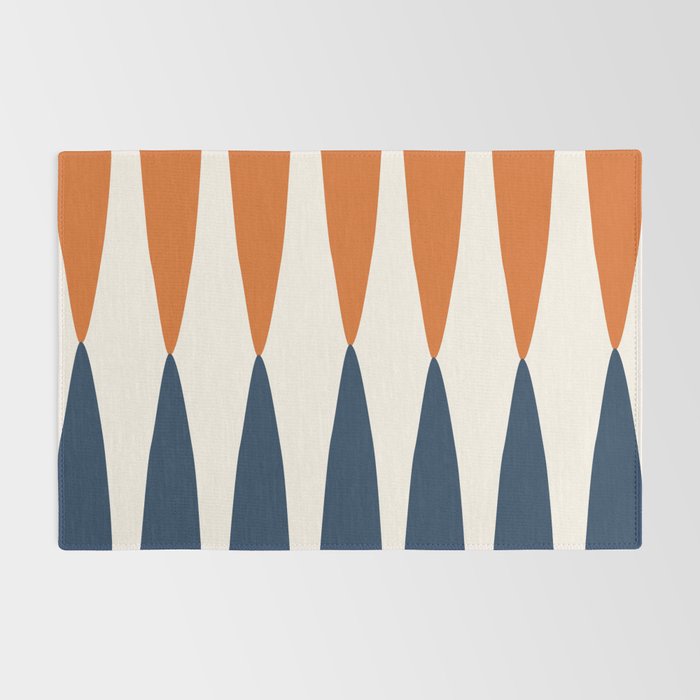 Abstract Shapes 106 Pattern in vintage Orange and Navy Blue  Rug Gallery Image 2