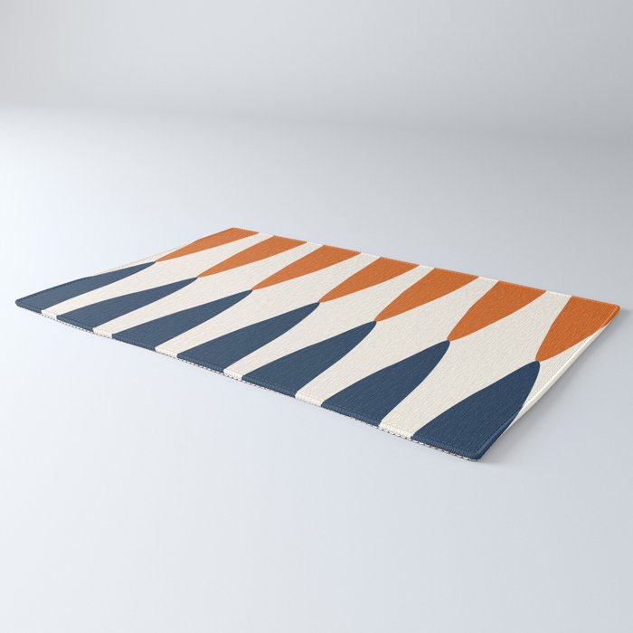 Abstract Shapes 106 Pattern in vintage Orange and Navy Blue  Rug Gallery Image 3