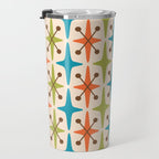 Mid Century Modern Atomic Starburst Pattern 441 Orange Brown Turquoise Chartreuse Travel Mug Gallery Image 3