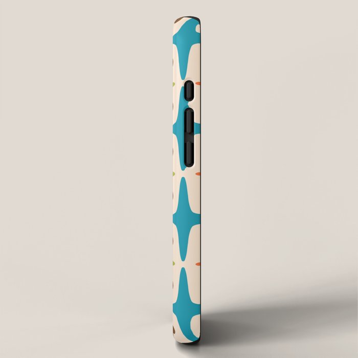 Mid Century Modern Atomic Starburst Pattern 441 Orange Brown Turquoise Chartreuse iPhone Case Gallery Image 2