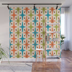 Mid Century Modern Atomic Starburst Pattern 441 Orange Brown Turquoise Chartreuse Wall Mural Gallery Image 1