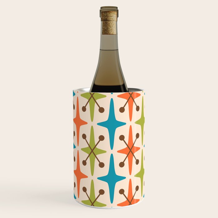 Mid Century Modern Atomic Starburst Pattern 441 Orange Brown Turquoise Chartreuse Wine Chiller Gallery Image 3