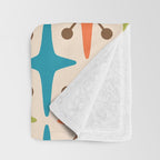 Mid Century Modern Atomic Starburst Pattern 441 Orange Brown Turquoise Chartreuse Throw Blanket Gallery Image 3