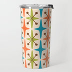 Mid Century Modern Atomic Starburst Pattern 441 Orange Brown Turquoise Chartreuse Travel Mug Gallery Image 2