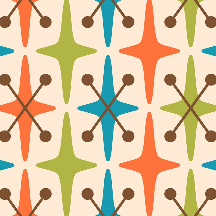 Mid Century Modern Atomic Starburst Pattern 441 Orange Brown Turquoise Chartreuse Coffee Mug Gallery Image 2