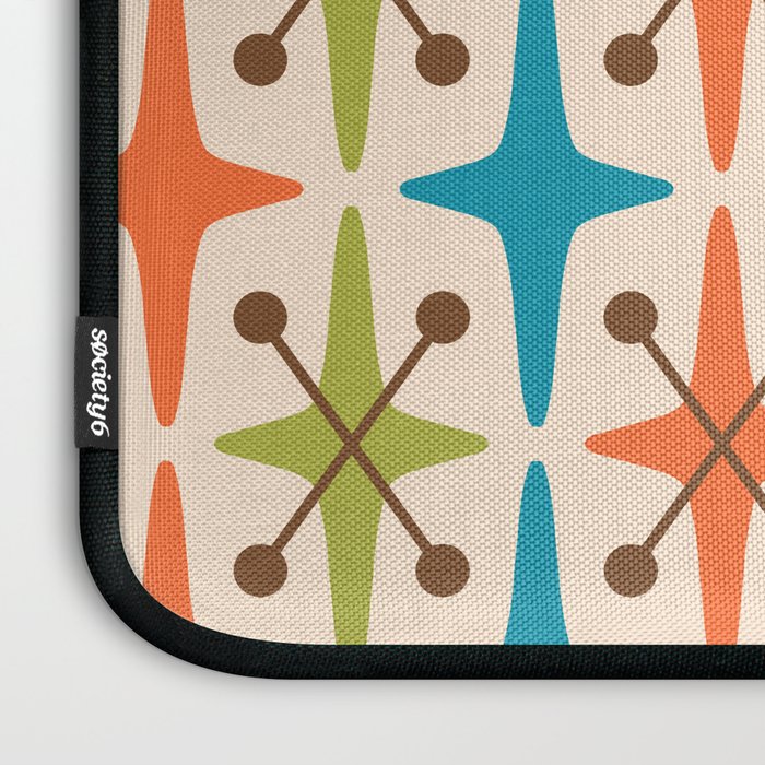Mid Century Modern Atomic Starburst Pattern 441 Orange Brown Turquoise Chartreuse Laptop Sleeve Gallery Image 3