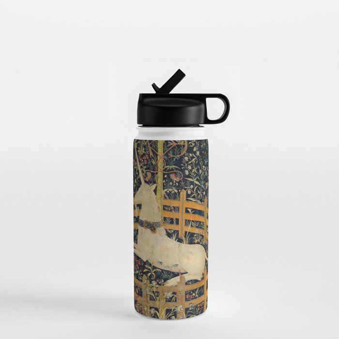 The Unicorn Rests in a Garden from the Unicorn Tapestries Water Bottle Gallery Image 1
