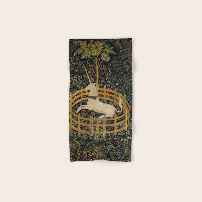 The Unicorn Rests in a Garden from the Unicorn Tapestries Bath Towel Gallery Image 1