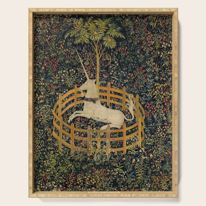 The Unicorn Rests in a Garden from the Unicorn Tapestries Serving Tray Gallery Image 1