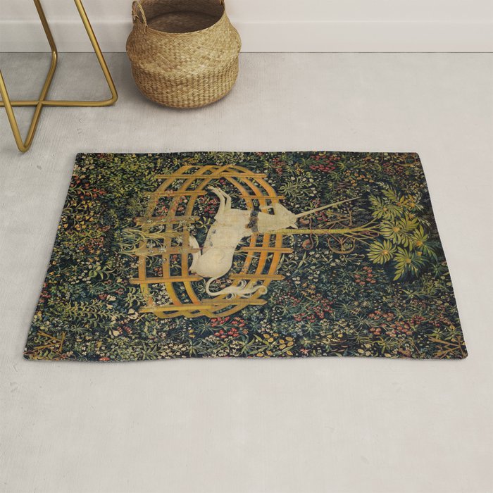 The Unicorn Rests in a Garden from the Unicorn Tapestries Rug Gallery Image 1