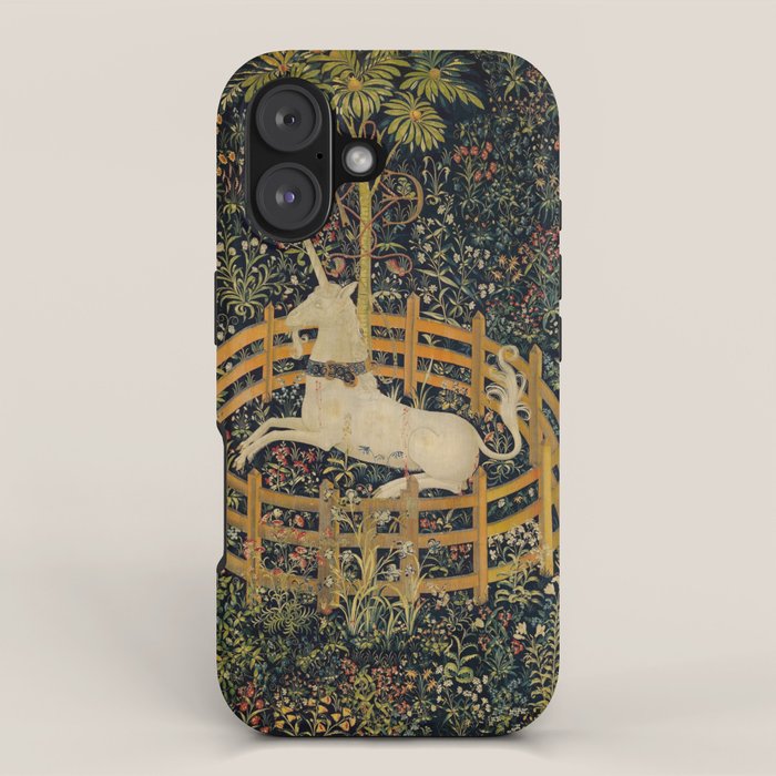 The Unicorn Rests in a Garden from the Unicorn Tapestries iPhone Case Gallery Image 1