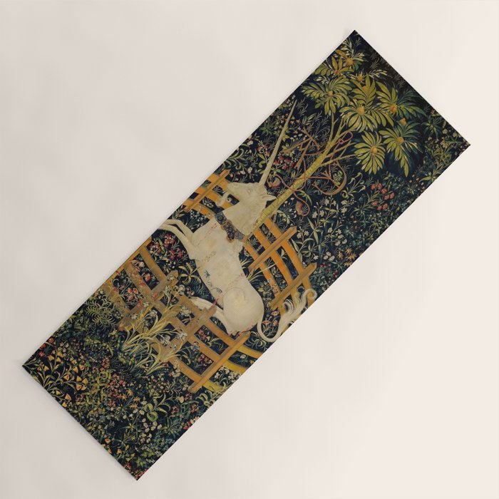 The Unicorn Rests in a Garden from the Unicorn Tapestries Yoga Mat Gallery Image 1