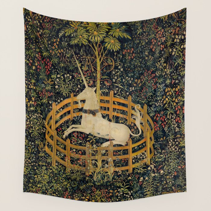 The Unicorn Rests in a Garden from the Unicorn Tapestries Wall Tapestry Gallery Image 4