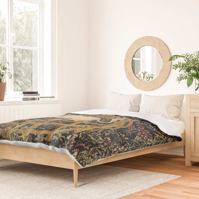 The Unicorn Rests in a Garden from the Unicorn Tapestries Duvet Cover Gallery Image 2
