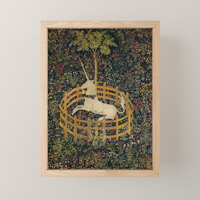 The Unicorn Rests in a Garden from the Unicorn Tapestries Mini Art Print Gallery Image 1
