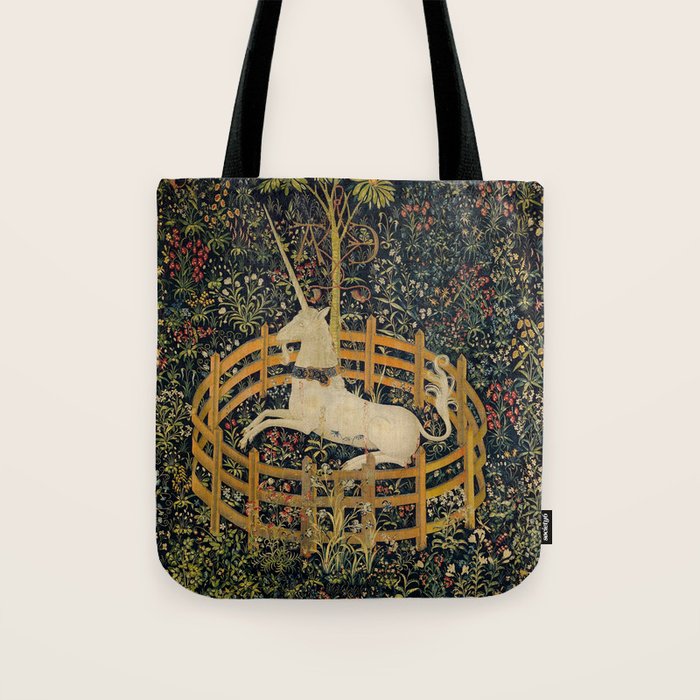 The Unicorn Rests in a Garden from the Unicorn Tapestries Tote Bag Gallery Image 1