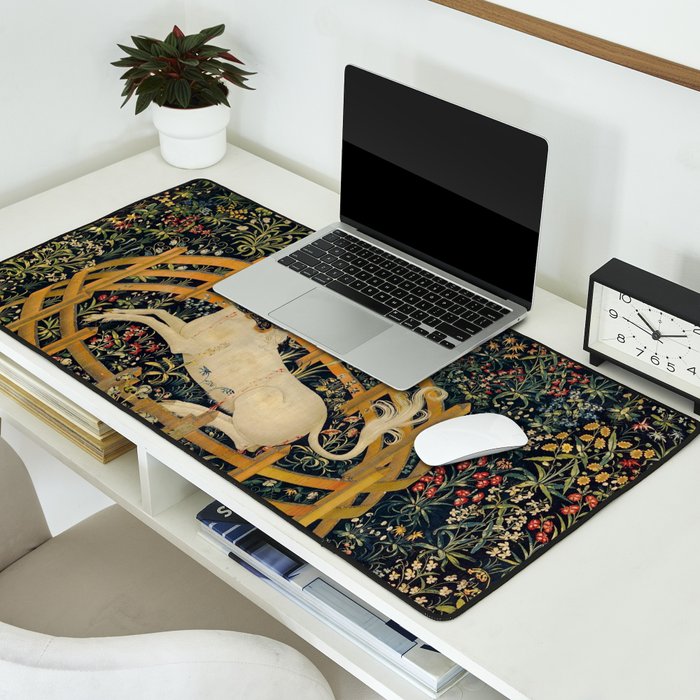 The Unicorn Rests in a Garden from the Unicorn Tapestries Desk Mat Gallery Image 2