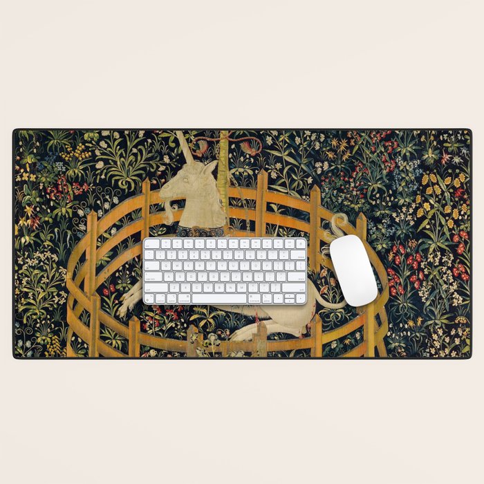 The Unicorn Rests in a Garden from the Unicorn Tapestries Desk Mat Gallery Image 1