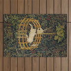 The Unicorn Rests in a Garden from the Unicorn Tapestries Outdoor Rug Gallery Image 1