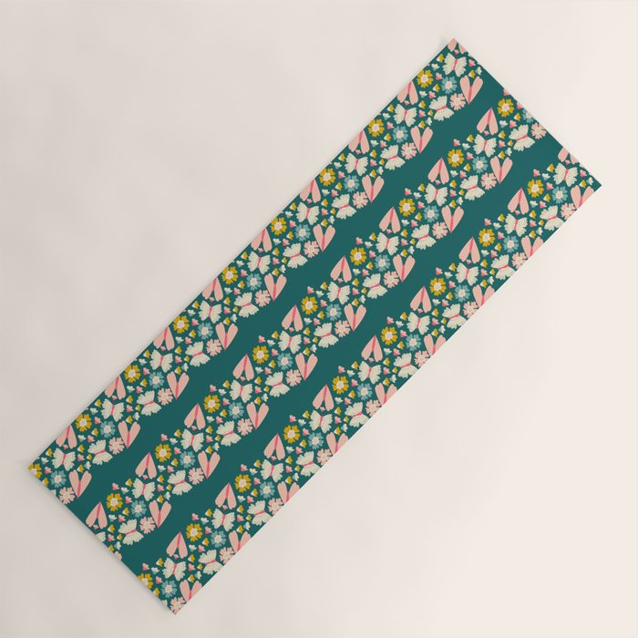 Floral Stripe Yoga Mat Gallery Image 1