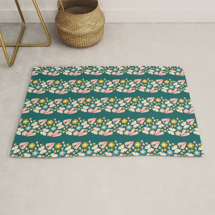 Floral Stripe Rug Gallery Image 1