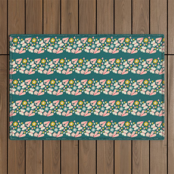 Floral Stripe Outdoor Rug Gallery Image 1