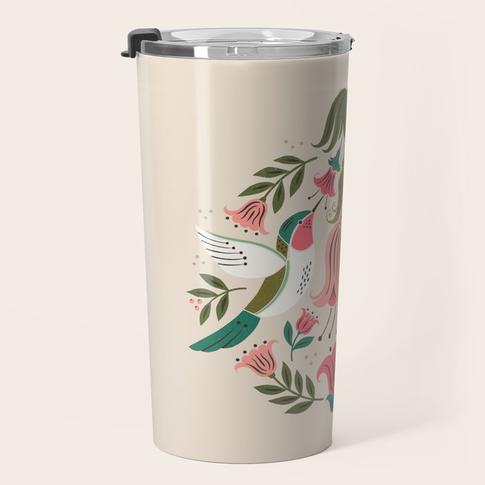 Hummingbirds - Green and Pink Travel Mug Gallery Image 3