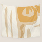 Mid Century Modern Abstract Kwaito Pattern in Muted Mustard Gold and Neutral Beige Wall Tapestry Gallery Image 4