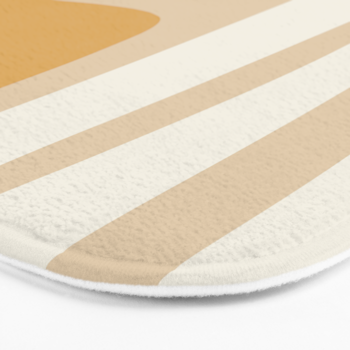 Mid Century Modern Abstract Kwaito Pattern in Muted Mustard Gold and Neutral Beige Bath Mat Gallery Image 3