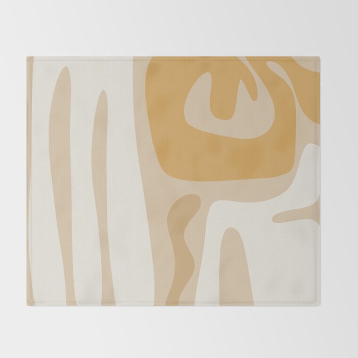 Mid Century Modern Abstract Kwaito Pattern in Muted Mustard Gold and Neutral Beige Throw Blanket Gallery Image 2
