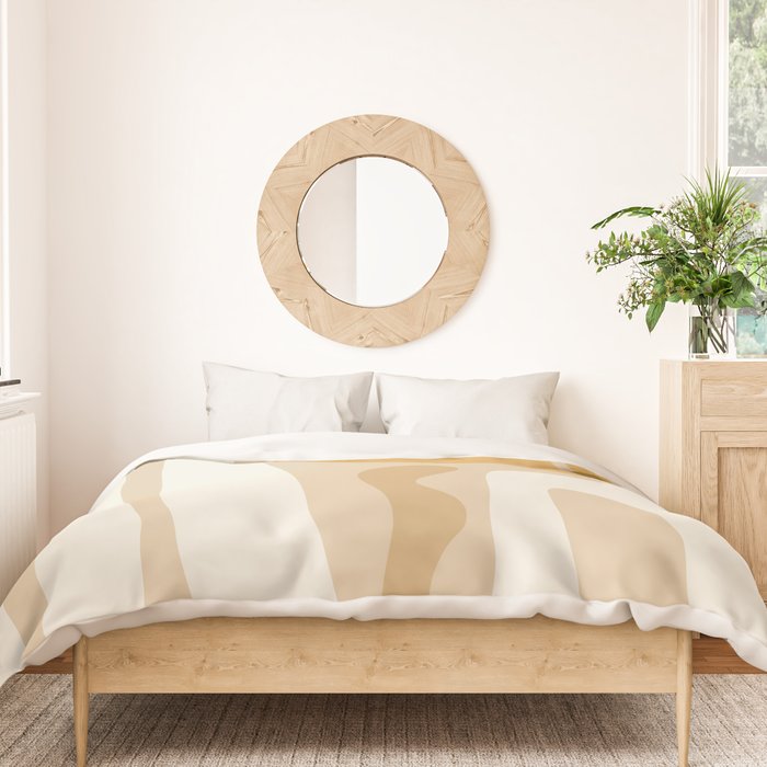 Mid Century Modern Abstract Kwaito Pattern in Muted Mustard Gold and Neutral Beige Duvet Cover Gallery Image 3