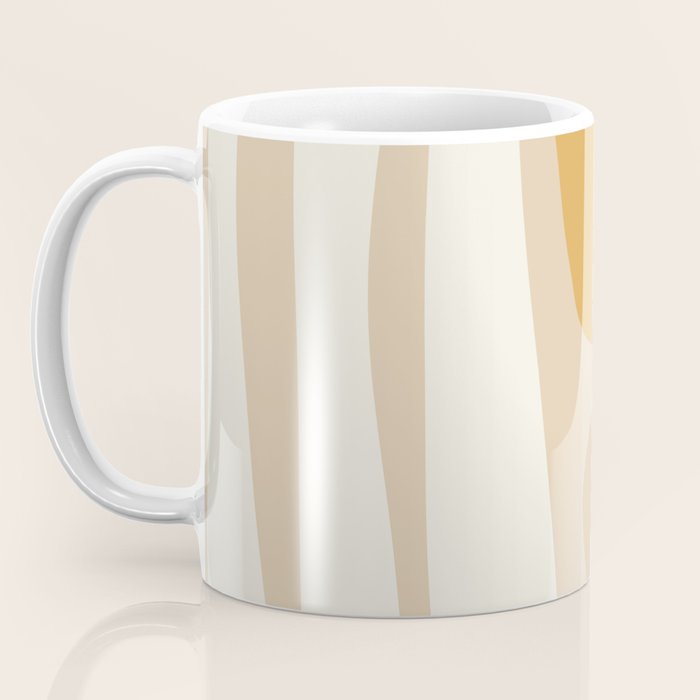 Mid Century Modern Abstract Kwaito Pattern in Muted Mustard Gold and Neutral Beige Coffee Mug Gallery Image 3