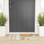 Mid Century Modern Abstract Kwaito Pattern in Muted Mustard Gold and Neutral Beige Welcome Mat Gallery Image 3