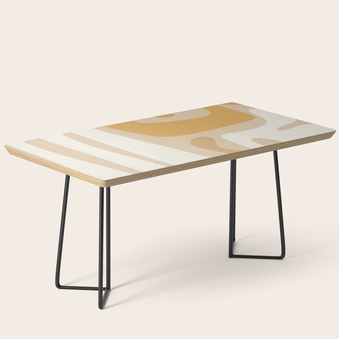 Mid Century Modern Abstract Kwaito Pattern in Muted Mustard Gold and Neutral Beige Coffee Table Gallery Image 1