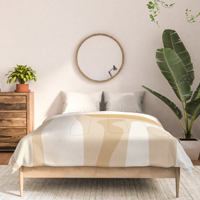 Mid Century Modern Abstract Kwaito Pattern in Muted Mustard Gold and Neutral Beige Comforter Gallery Image 3