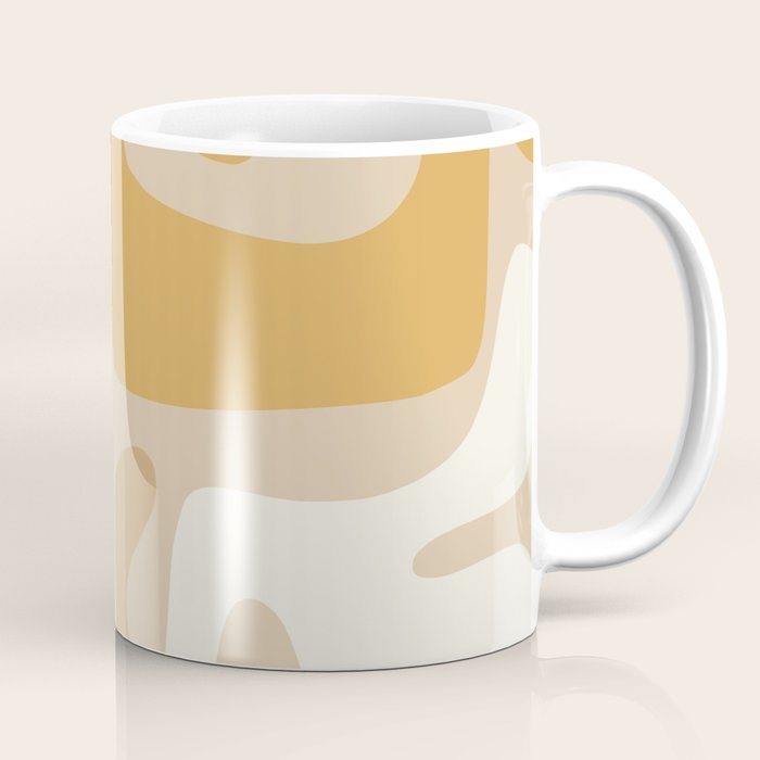 Mid Century Modern Abstract Kwaito Pattern in Muted Mustard Gold and Neutral Beige Coffee Mug Gallery Image 1