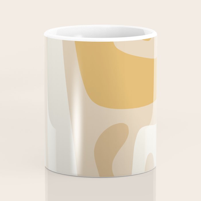 Mid Century Modern Abstract Kwaito Pattern in Muted Mustard Gold and Neutral Beige Coffee Mug Gallery Image 4