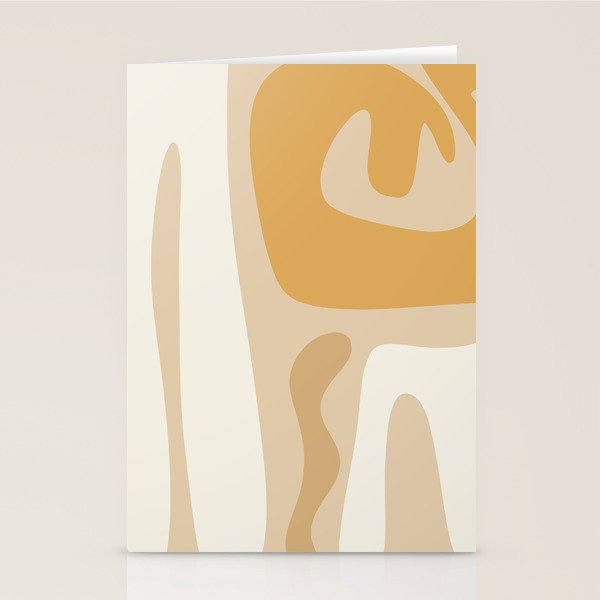 Mid Century Modern Abstract Kwaito Pattern in Muted Mustard Gold and Neutral Beige Stationery Card Gallery Image 2
