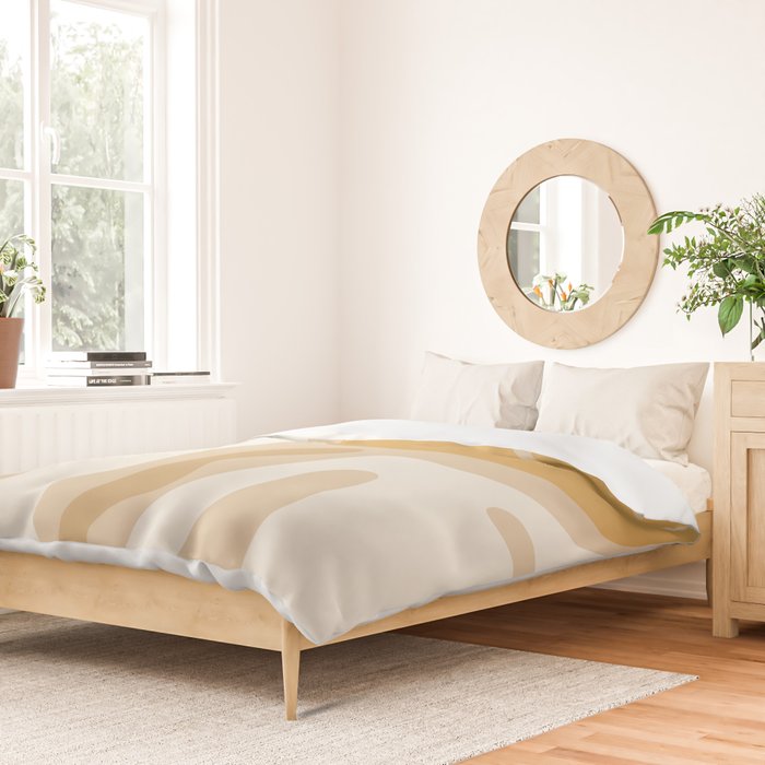 Mid Century Modern Abstract Kwaito Pattern in Muted Mustard Gold and Neutral Beige Duvet Cover Gallery Image 2