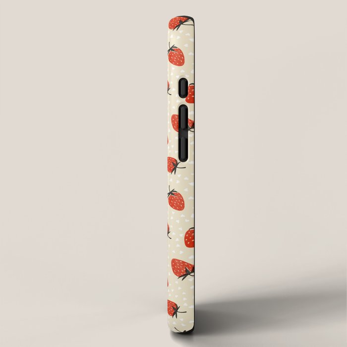Sweet Strawberries - Red, Black, Cream, and White iPhone Case Gallery Image 2