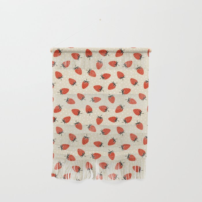Sweet Strawberries - Red, Black, Cream, and White Wall Hanging Gallery Image 1