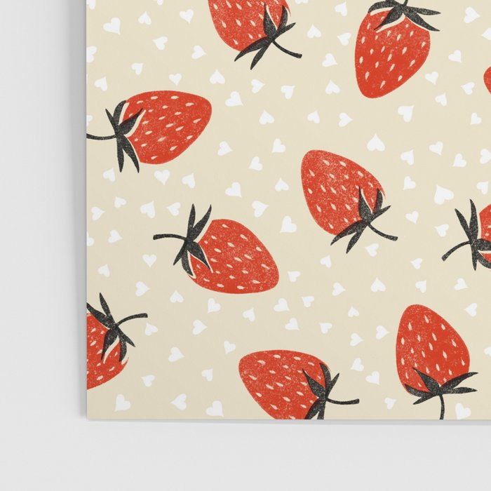 Sweet Strawberries - Red, Black, Cream, and White Poster Gallery Image 3