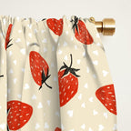 Sweet Strawberries - Red, Black, Cream, and White Window Curtain Gallery Image 2